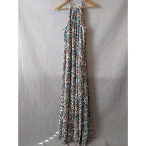 David's Bridal Multicolor Floral Print Halter Style Maxi Summer Dress Size 14